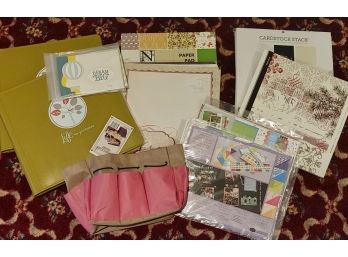 Large Scrapbooking Lot - Albums (2), Cardstock (New In Packaging) And Caddy