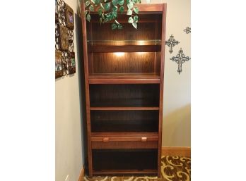 Lighted Display Bookcase With One Drawer & Glass Shelf