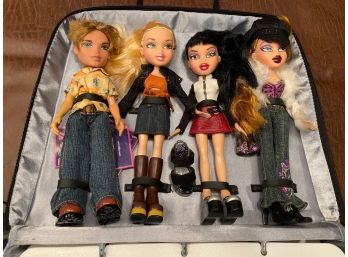 Four BRATZ Dolls In Case With Accessories