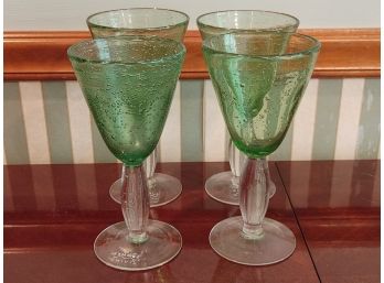 Summer Living Green Bubble Glass Stemware (4)