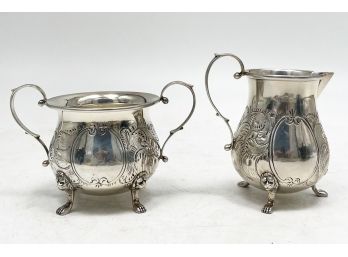 A Vintage Sterling Silver Sugar Bowl And Creamer By Ambassador Sterling