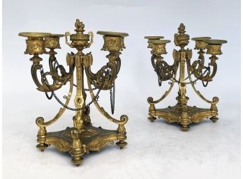 A Pair Of 19th Century Bronze Candelabra