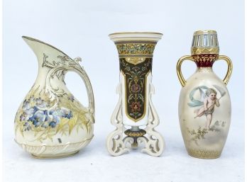 A Trio Of Antique Parcel Gilt Porcelain From Royal Dresden, And More