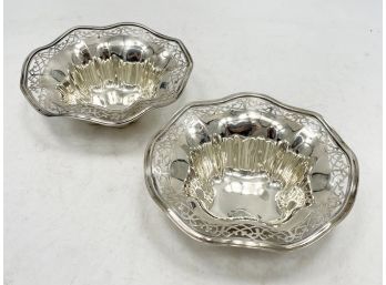 A Pair Of Vintage Sterling Silver Pierced Candy Dishes