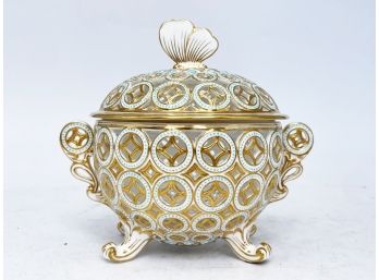 An Vintage Parcel Gilt Lidded Candy Dish By Tiffany & Co