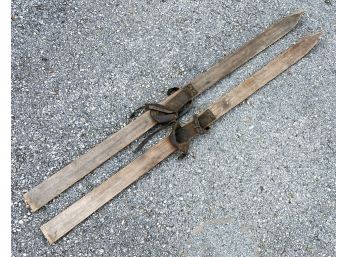 A Pair Of Antique Wood Skis