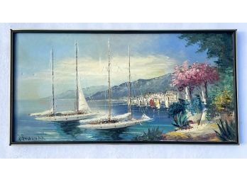 A Vintage Oil On Canvas Harbor Scene, Signed P Brouwer