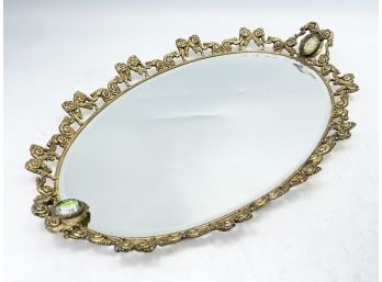 A 19th Century Bronze Vanity Tray With Bejeweled Handles (AS IS)