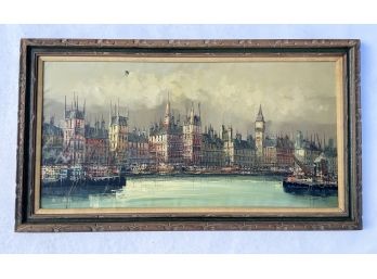 A Vintage Oil On Canvas, Thames River Scene, Signed Henderson