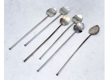 A Set Of 6 Vintage Sterling Silver Iced Tea Spoons