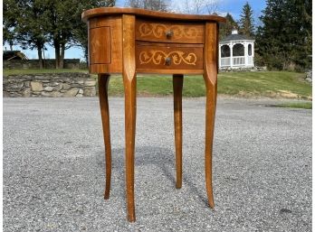 A Vintage Inlaid Marquetry Kidney Form End, Or Side Table