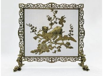 A 19th Century Brass Dragon Motif Fireplace Screen