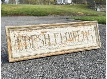 A Vintage Hand Painted 'Fresh Flowers' Sign