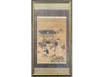 A Late 18th-Early 19th Century Chinese Silk Panel Painting