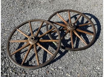 A Pair Of Antique Wagon Wheels