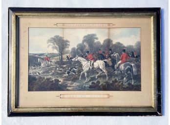 A 19th Century English Fox Hunting Engraving By Herring's 'Breaking Cover'