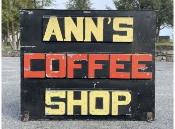 A Large, Vintage, Double Sided 'Ann's Coffee Shop' Sign