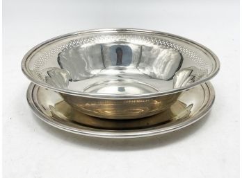 A Vintage Sterling Silver Salver And Serving Bowl