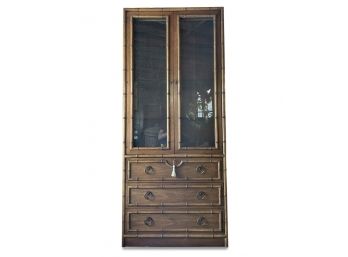 A 1960's Drexel Heritage 'Grand Tour' Faux Bamboo Lighted Cabinet