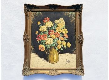 A Vintage Oil On Canvas Still Life In Impasto Style Signed DUV