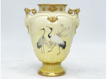 An Antique Hand Painted Royal Worcester Vase