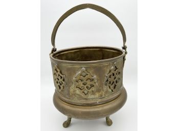 Antique Moroccan Brass Footed Planter