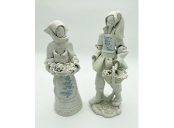 Fabio Mola Signed Glazed Ceramic Figurines Italian Made 1989 Handpainted