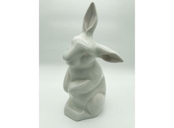 White Rabbit Porcelain Statue With Pink Eyes