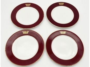 Dudson Fine China From England Gold Crown Red Rim Dessert Plates - Set Of 4
