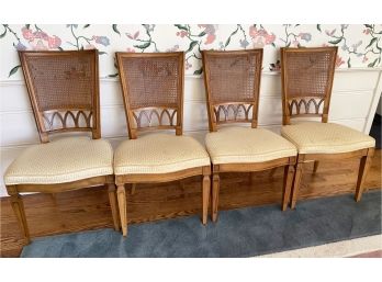 Traditional Wooden Dining Chairs - Set Of 4 (Cushions Need Cleaning/Replacement)