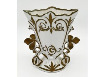 White & Gold Painted Planter/Vase