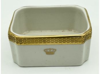 Mayer China Company Small Porcelain Rectangular Container With Gold Trim