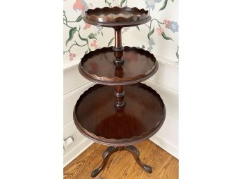 19th Century Victorian English 3-Tier Side Table With Profiled Shelves