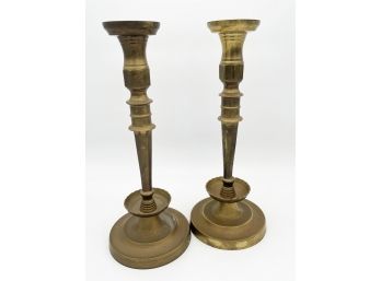 Brass Candlesticks Round Base - Set Of 2 Made In India