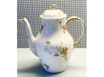 CH Field Haviland Limoges Tea Pot With Pink Flowers And Gold Accents