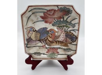 Asian Double Bird And Lotus Plate 'dynasty' By Neygill Made In Macau