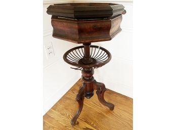 Antique Octagon Wooden Baptismal? Stand/Side Table