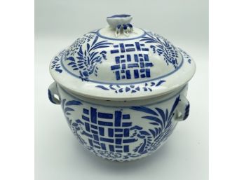 Asian Bamboo Imagery With Crab Lidded Porcelain Pot (2 Of 2)