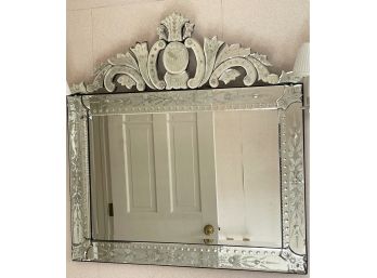 Etched Venetian Glass Wall Mirror