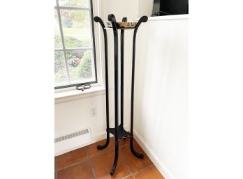 Tall Black Planter Stand With Gold Painted Detail