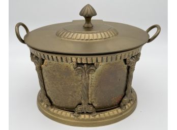 Antique Brass Ornate Vessel With Lid
