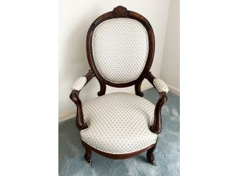 Balloon Back Armed Parlor Chair (slight Fading On Upholstery)