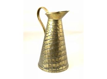 Antique Brass Alligator Embossed Pitcher By Joseph Sankey And Sons Circa 1900