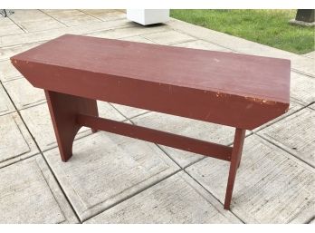 Red Antique Weathered Wooden Bench Or Stool