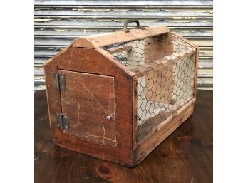Antique Wood And Wire Animal Cage