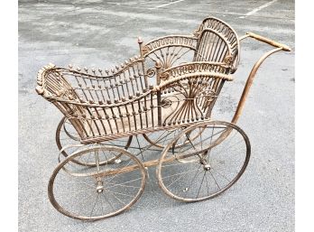Antique Victorian Wicker Baby Carriage