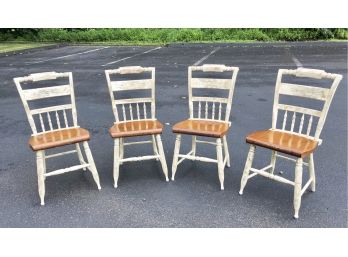 Set Of Four Wooden Hitchcock Chairs