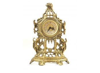 Antique Brass Mercedes Cherub Table Top Clock - Made In Germany