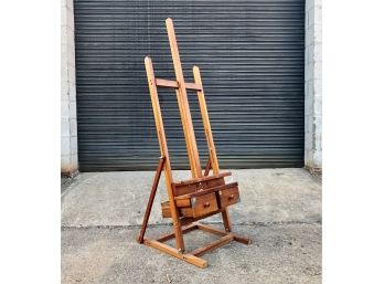 Used Wooden Easel With Storage Drawers