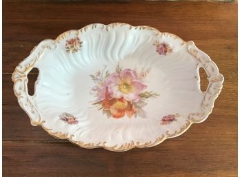 Oval Floral Serving Dish With Handles,  CT Germany